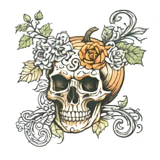Pumpkin And Animal Skull Wrapp3d In Vines