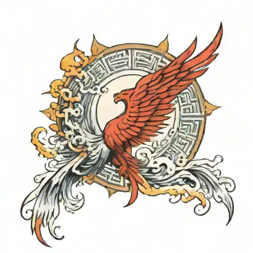 Full Back Japanese Phoenix Rising Sun