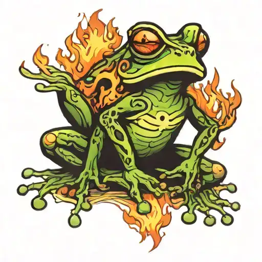Frog And Flames Surrounding