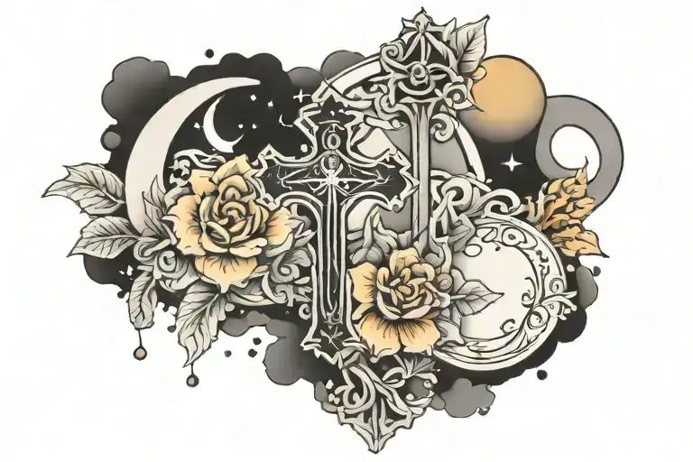 Just Breathe With Cross And Moon