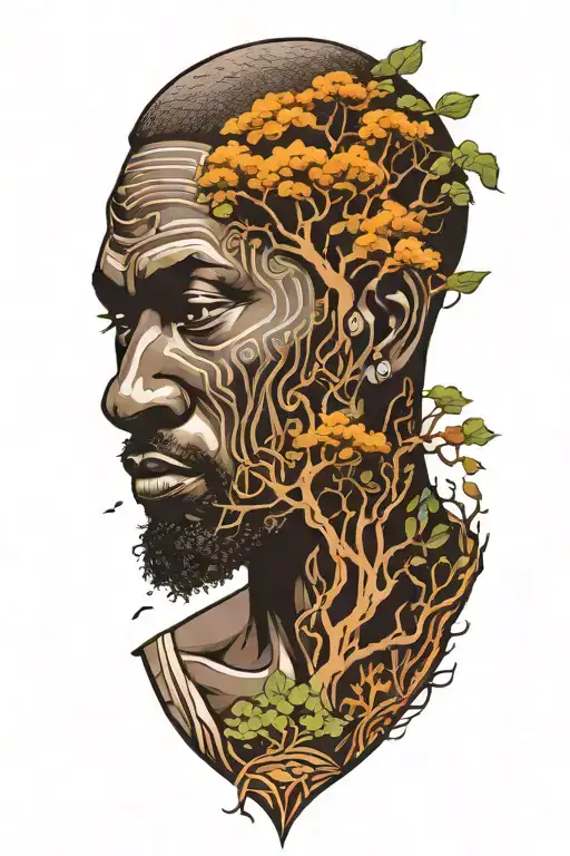 African Man And A Tree