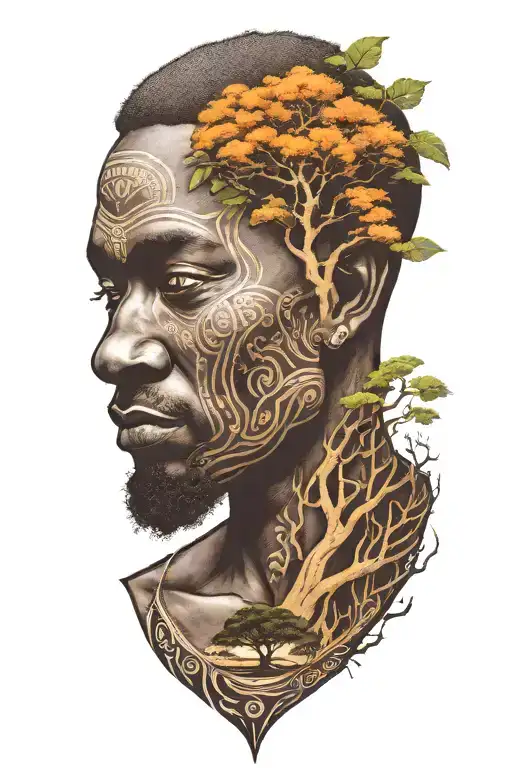 African Man And A Tree