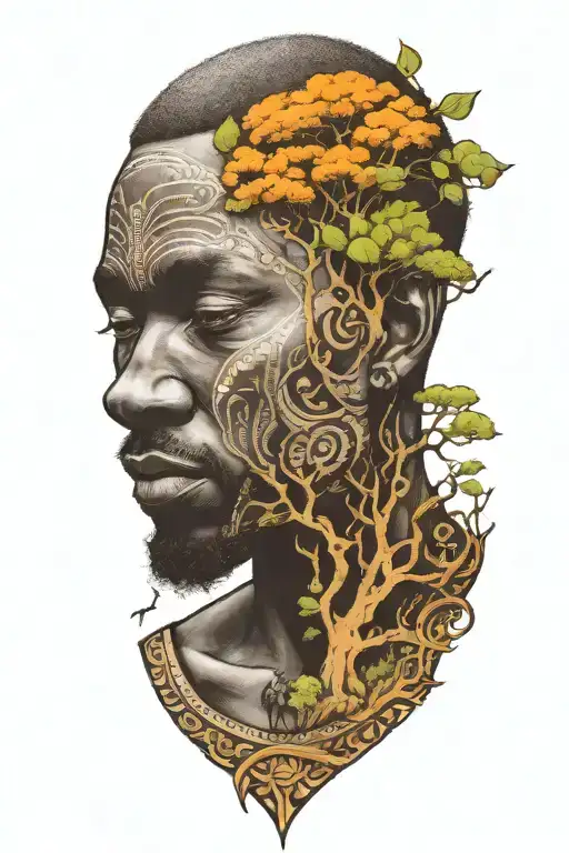 African Man And A Tree