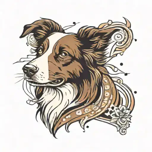 Beautiful Border Collie In Brown Color With White Spots On The Chest