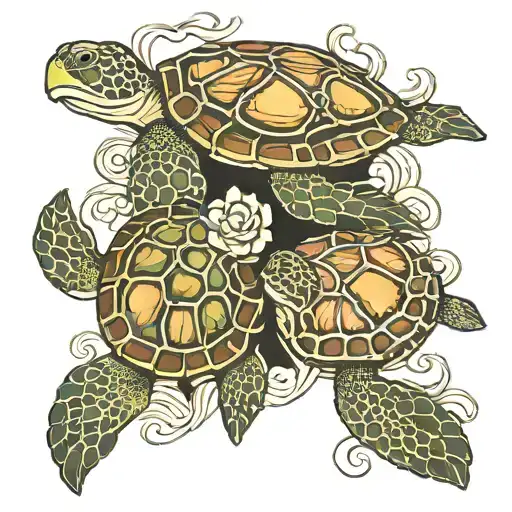 Romantic Sea Turtle Couple Kissing