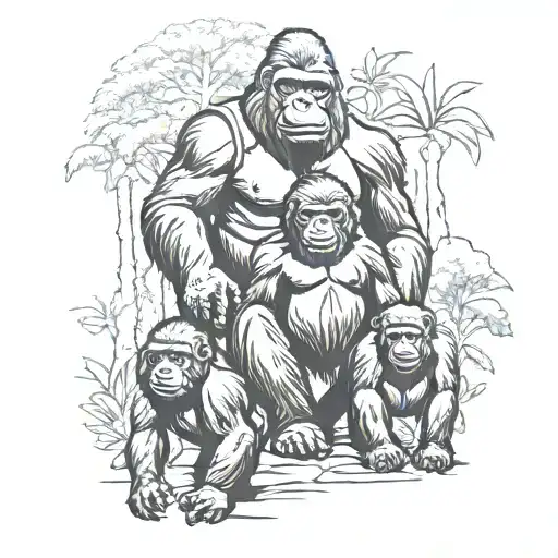 Gorilla Family Hiking