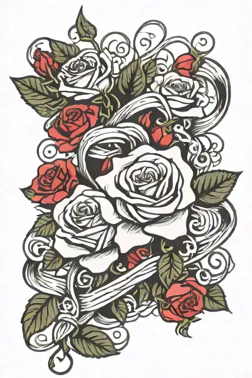 Rose Vine With Ribbon Intertwined