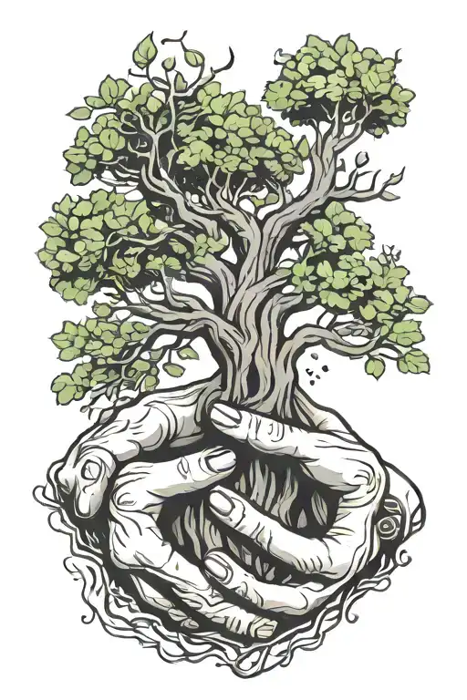 Hands Planting Tree Intertwined