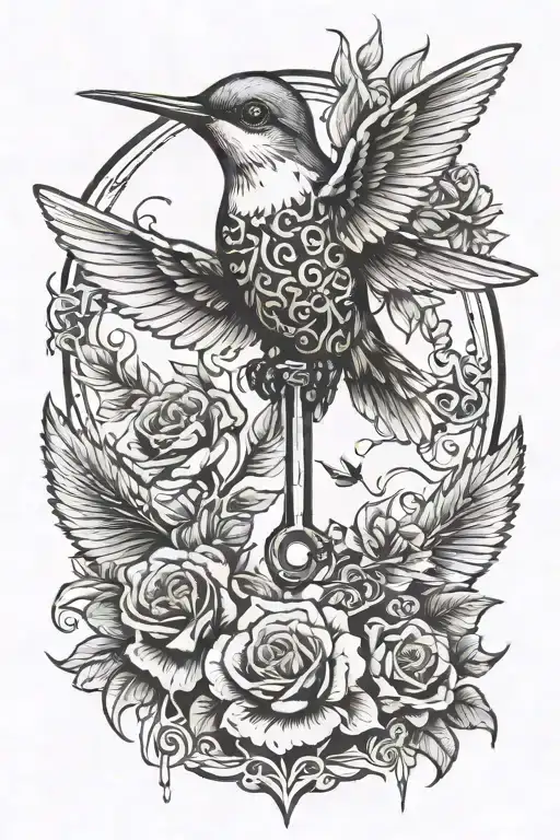Skeleton Key And Hummingbird Flying