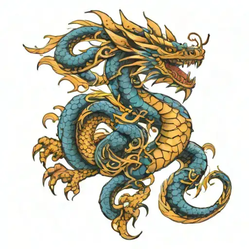 Dragon With Blue Layers