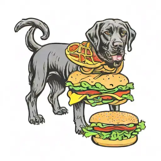 Black Lab With Hamburger