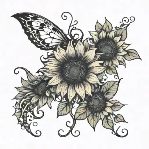 Big And Small Sunflowers Emerging With Kids Names And Hearts