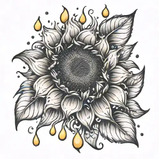 Sunflower Rain Drops