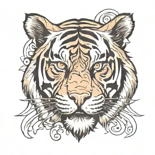 Tiger Head Surrounded