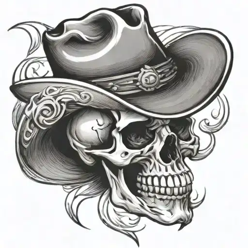 Skull Wearing Cowboy Hat