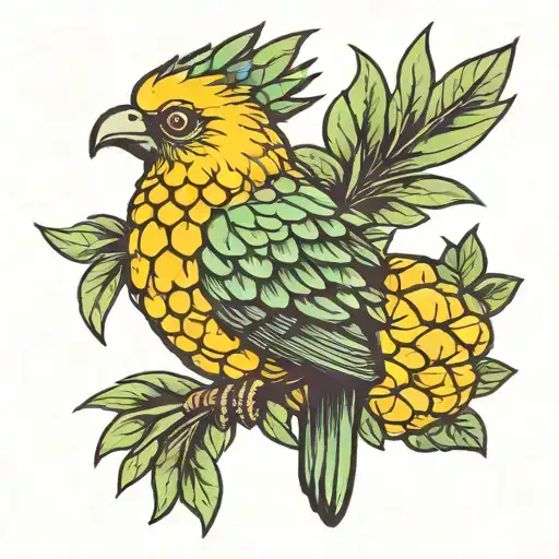 Bird Holding Pineapple