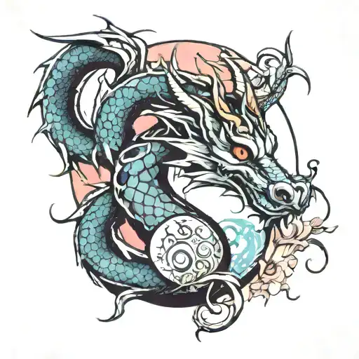 Feminine Dragon And Moon