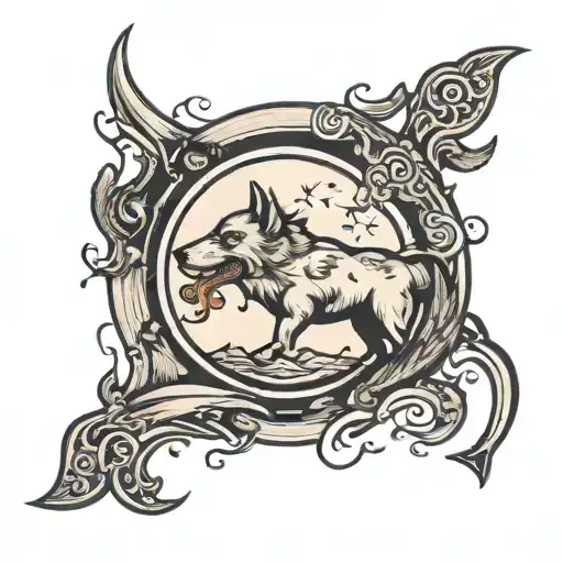 Dog Barking Inside Crescent Moon