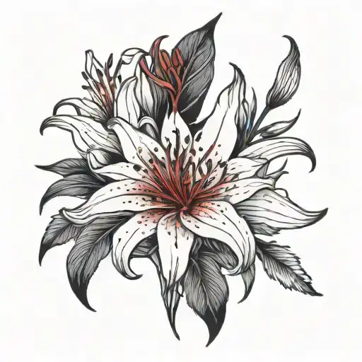 Black And White Lilies With A Pop Of Red Spider Lily