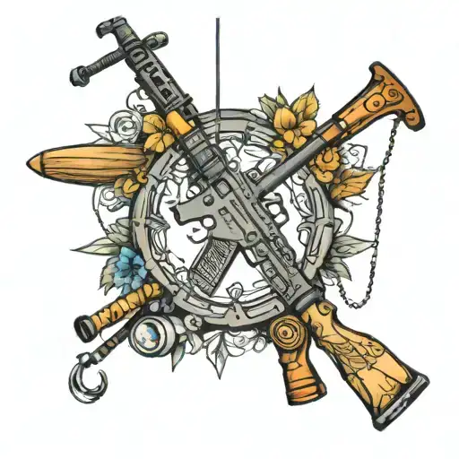 Ar15 And Fishing Pole Intertwined