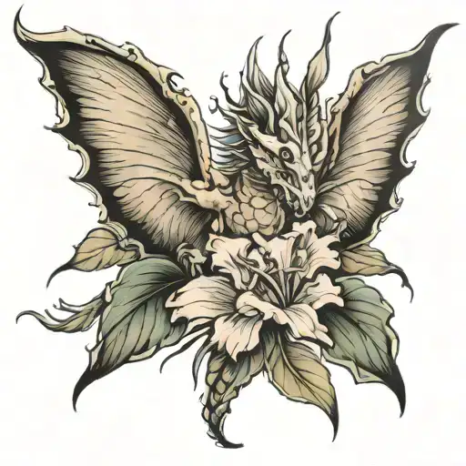 Gladiolus Flower With Dragon Flying