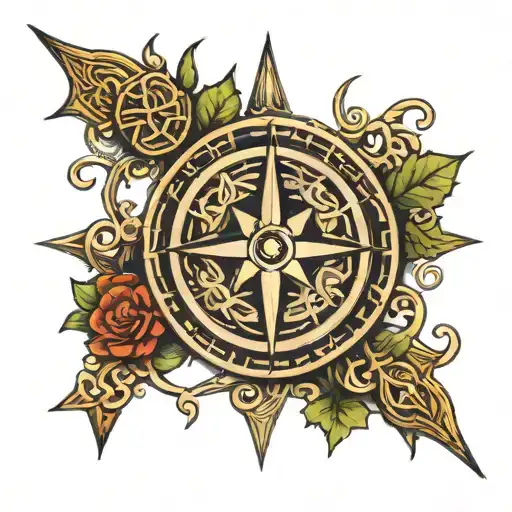 Runic Compass With Celtic Knotwork Intertwined
