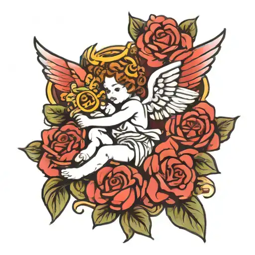 Cupid Angel Tattoo With 333