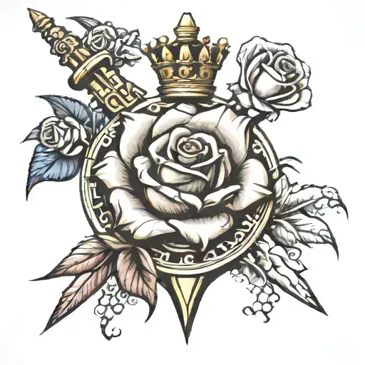 Rose With Chess Pieces And Sword Piercing