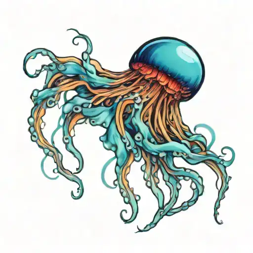 Jelly Fish Swimming Blue