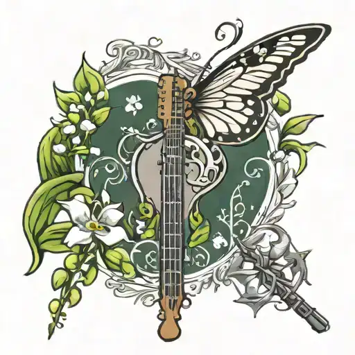 Lily Of The Valley Butterfly Guitar And Rosary