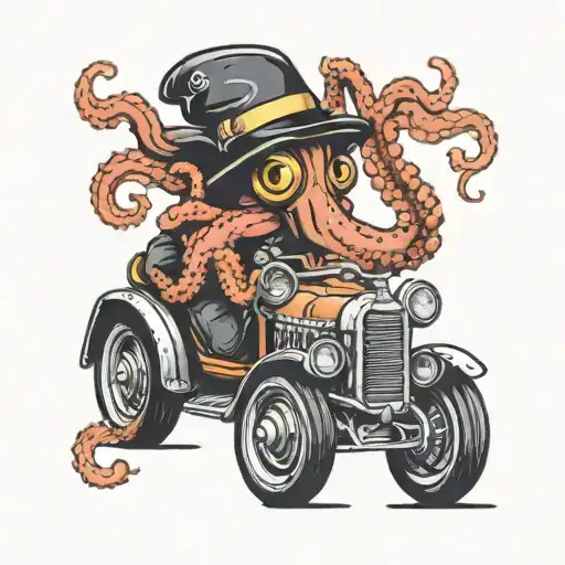 Octopus Driving A Hotrod