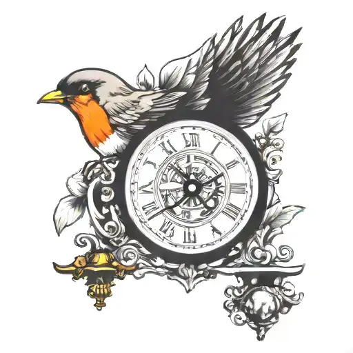 Robin Sitting On A Vintage Clock