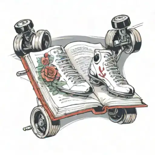 Speed Skate And Book Open In Front