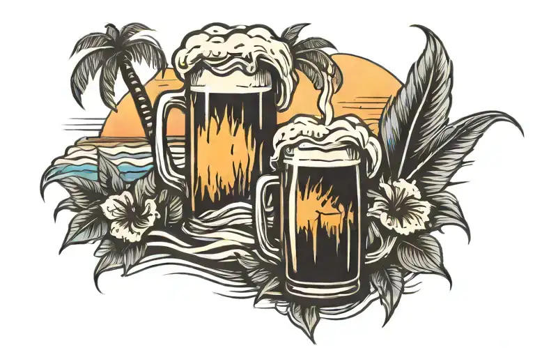 Beer At The Beach Sunset