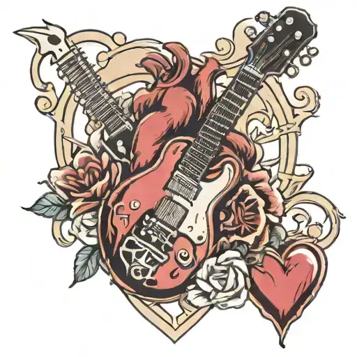 Real Heart With Metal Guitar And Baby