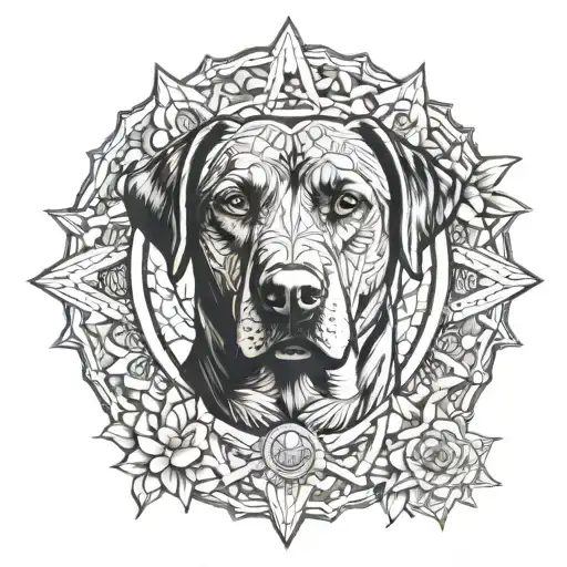 Labrador Dog With Mandala Triangles Line Work