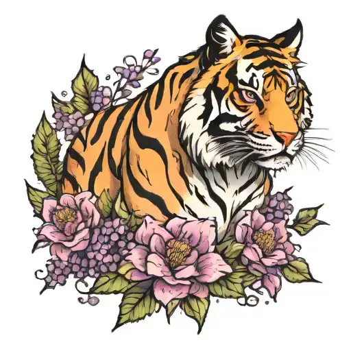 Tiger Batman And Lilac Flowers