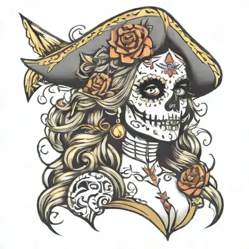 Day Of The Dead Pirate Woman