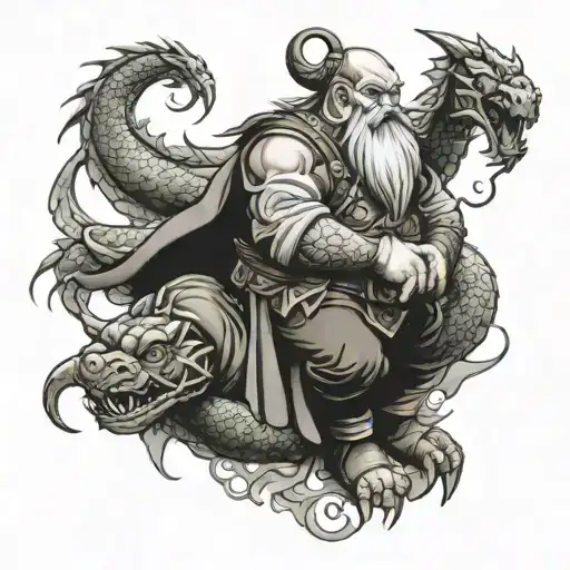 Dwarf And Dragon Wrapped