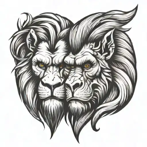 Lion Head And Gorilla Head On A Back