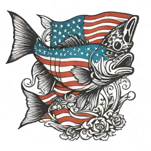 American Flag Fish And Gun