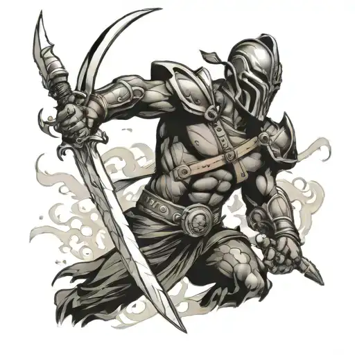 Black Warrior Wielding A Sword
