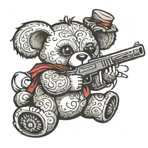 Teddy Bear Blowing Its Stuffing Out With A Shotgun