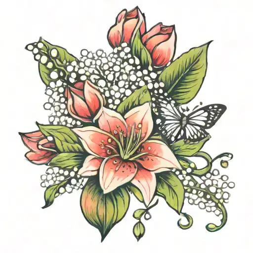 Small Cosmo And Lily Of The Valley Birth Flower