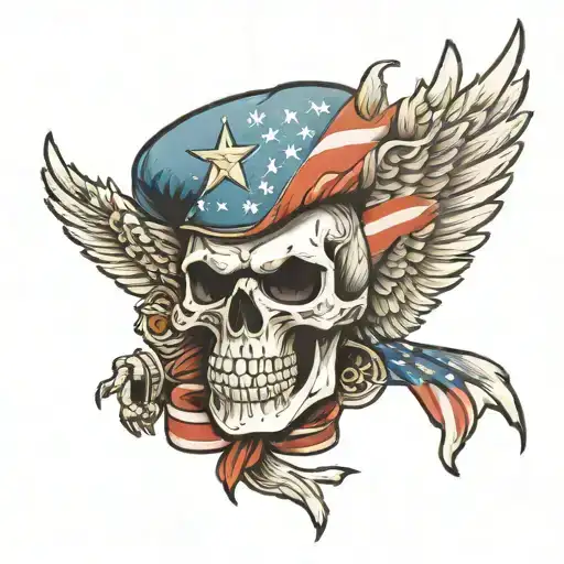 Military Skull American Flag Eagle