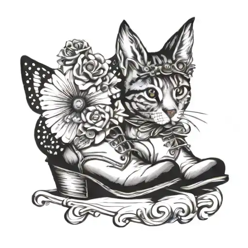Butterfly Wearing Cowboy Boots And Cat Ears