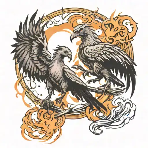 Harry Potter Thestral And Phoenix Rising From The Ashes