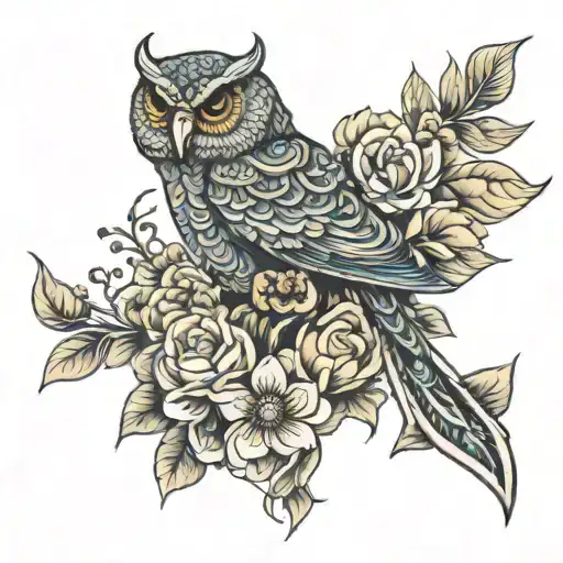 Elephant Flower Cross Owl