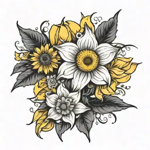 Daffodils And Sunflower