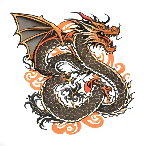 Dragon As The Chinese Power Symbol Intertwined